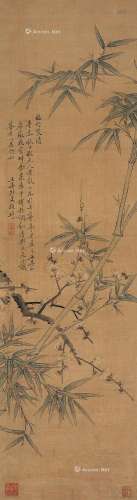 改琦（1773～1828） 辛未（1810）年作 梅竹双清 立轴 设色绢本