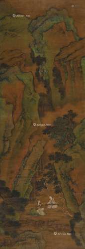 吴焯（1676～1733） 山间抚琴 立轴 设色绢本