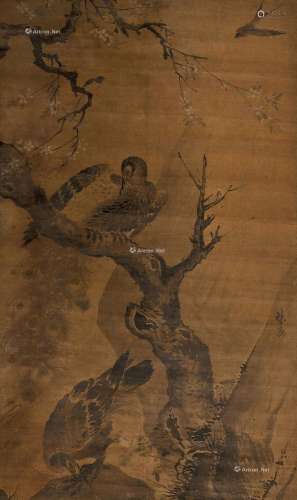 林良（1428～1494）（款） 春山孔雀 屏轴 设色绢本