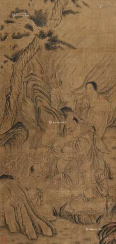 顾见龙（1606～1687） 讲经图 立轴 水墨绢本