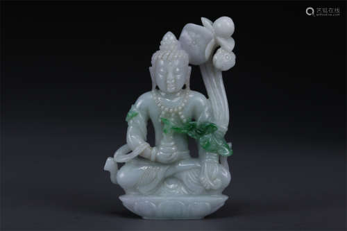 A Jadeite Avalokitesvara Statue Ornament.