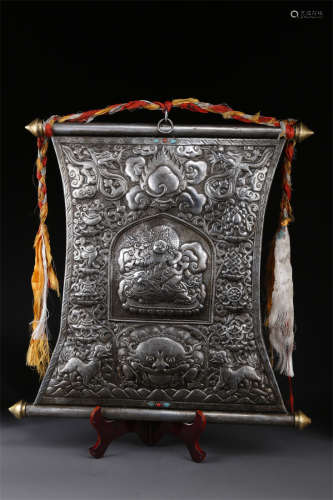 A Cast Iron Vaisravana Buddha Plate.