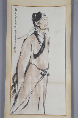 A Figure Painting on Paper by Jiang Zhaohe.