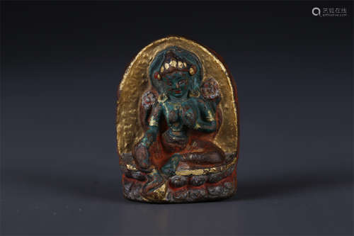 A Clay Tsha-Tsha of Green Tara Buddha.