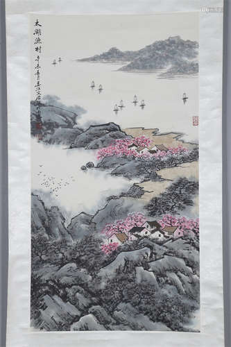 A Landscape Painting on Paper by Song Wenzhi.