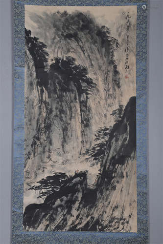 A Landscape Painting on Paper by Fu Baoshi.