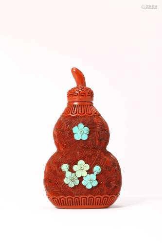 CARVED LACQUERWARE DOUBLE-GOURDS SNUFF BOTTLE