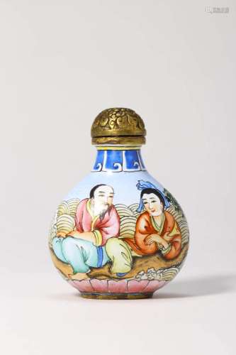 ENAMEL FIGURE SNUFF BOTTLE