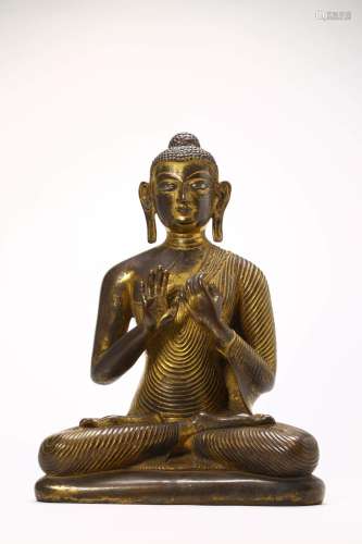 GILT BRONZE FIGURE OF AKSHOBHYA