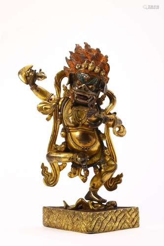 GILT BRONZE FIGURE OF MAHAKALA