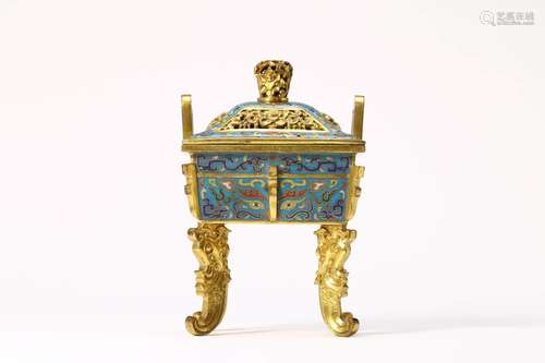 GILT CLOISONNE ENAMEL CENSER