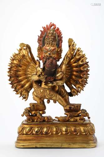 GILT BRONZE FIGURE OF YAMANTAKA