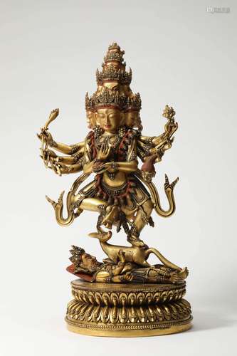 GILT BRONZE FIGURE OF SARASVATI