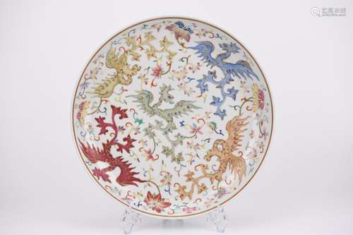 FAMILLE ROSE PHOENIX PLATE