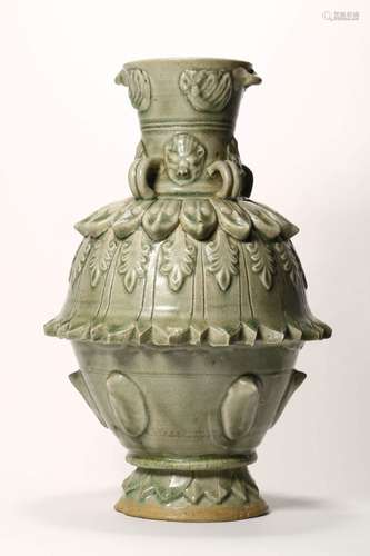 GREEN GLAZE POTTERY VASE