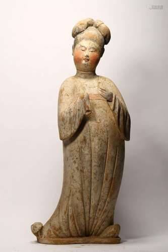 PAINTED FIGURE OF FEMALE ATTENDANT