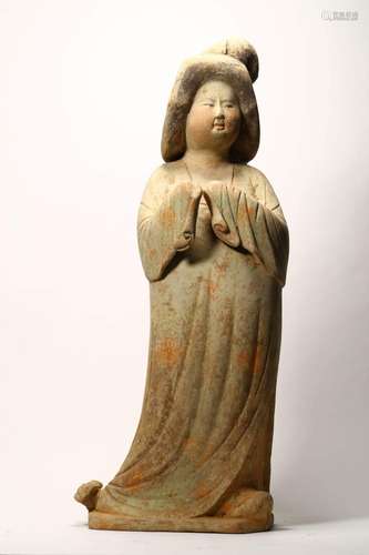 PAINTED FIGURE OF FEMALE ATTENDANT