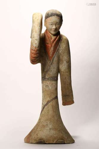 PAINTED FIGURE STATUE OF MALE ATTENDANT