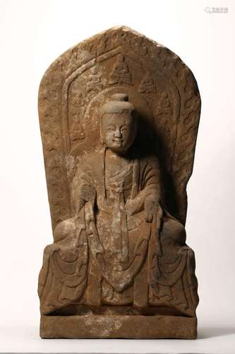 CARVED STONE FIGURE OF GUANYIN