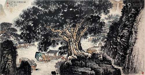 CHINESE LANDSCAPE PAINTING PAPER SCROLL