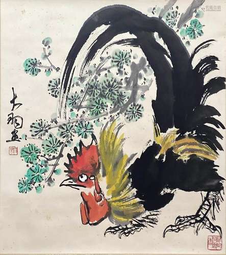 CHINESE FLOWER AND BIRD PAINTING PAPER SCROLL