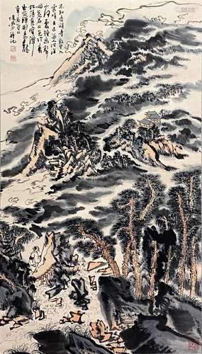 CHINESE LANDSCAPE PAINTING PAPER SCROLL