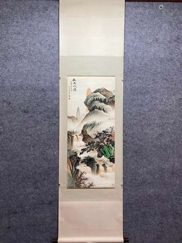 CHINESE LANDSCAPE PAINTING PAPER SCROLL