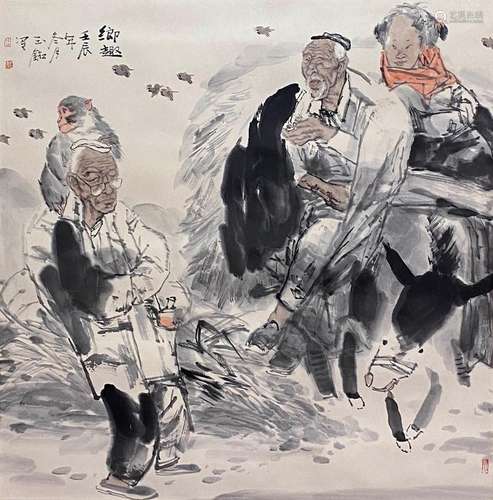 CHINESE FIGURE PAINTING PAPER SCROLL