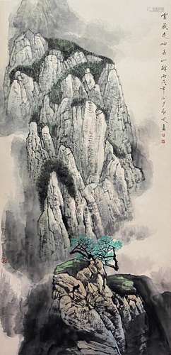 CHINESE LANDSCAPE PAINTING PAPER SCROLL