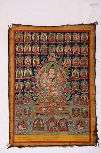 THANGKA OF BUDDHA AND ATTENDANTS