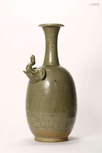 OLIVE-GREEN GLAZE ELEPHANT-DECORATED JUG