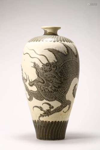 CIZHOU KILN INCISED DRAGON MEIPING