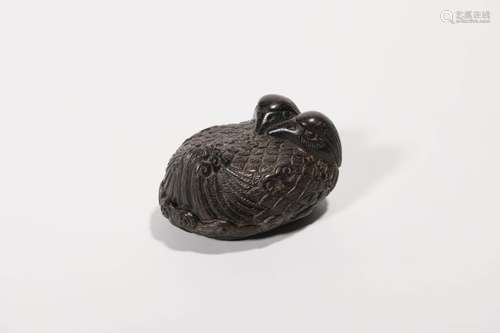 CARVED SANDALWOOD MANDARIN DUCK PAPER WEIGHT