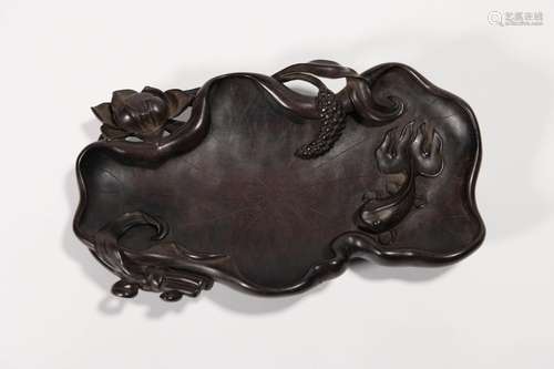 CARVED SANDALWOOD INCENSE PLATE