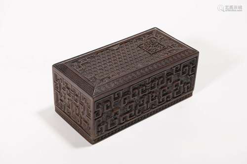 CARVED HUANGHUALI CHILONG INK BOX AND COVER