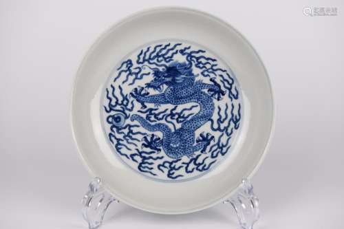 BLUE AND WHITE DRAGON PLATE