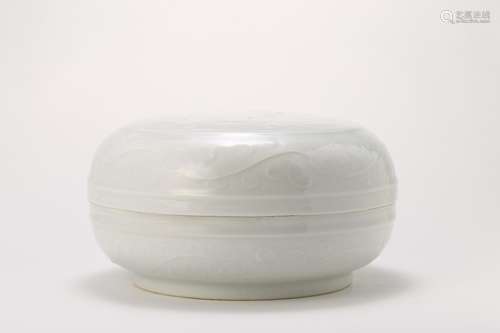 INCISED WHITE GLAZE FRUITS BOX AND COVER