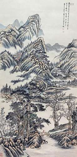 CHINESE LANDSCAPE PAINTING PAPER SCROLL