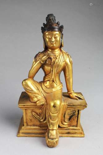 CHINESE GILT BRONZE BODHISATTVA STATUE