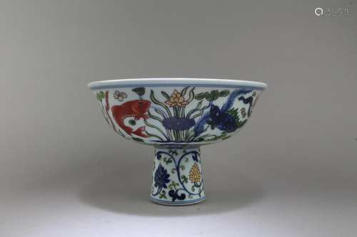 CHINESE DOUCAI STEM BOWL