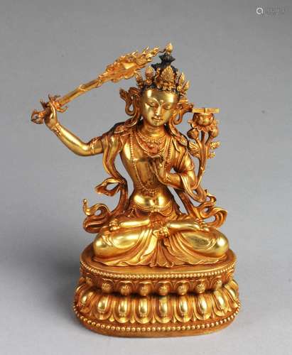 CHINESE GILT BRONZE BODHISATTVA STATUE