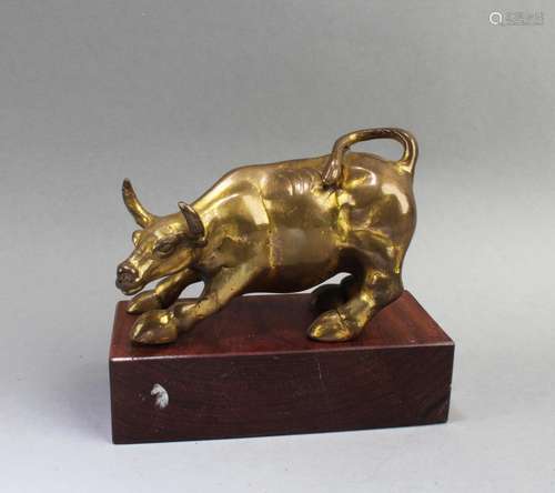 ANTIQUE GILT BRONZE OX FIGURINE