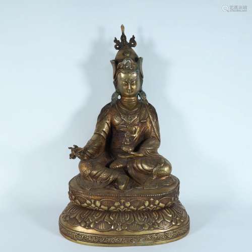 A Fine Gilt-Bronze Seated on Lotus Guanyin Statue