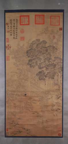 The Fine Ming Dynasty Bamboo Forest Landscape Painting