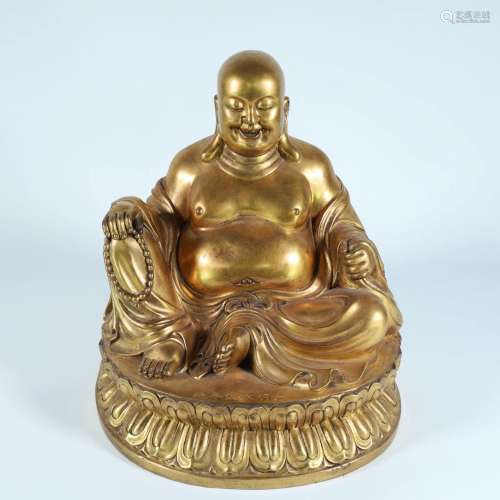 A Delicate Gilt-Bronze Seated On Lotus Maitreya Buddha