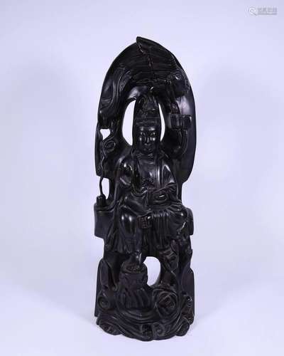 An Excellent Zitan Wood Stepped on Lotus and Seated on