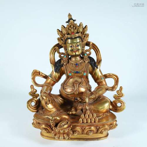 A Rare Gilt-Bronze Seated On Lotus Yellow Jambala