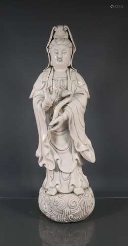 A Rare Dehua Kiln Standing Ruyi Guanyiin Porcelain