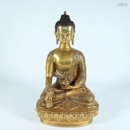 A Gorgeous Gilt-Bronze Seated On Lotus Shakyamuni