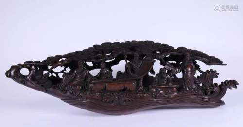 A Bamboo Engraved "Lyre-playing, Chess, Calligraphy and